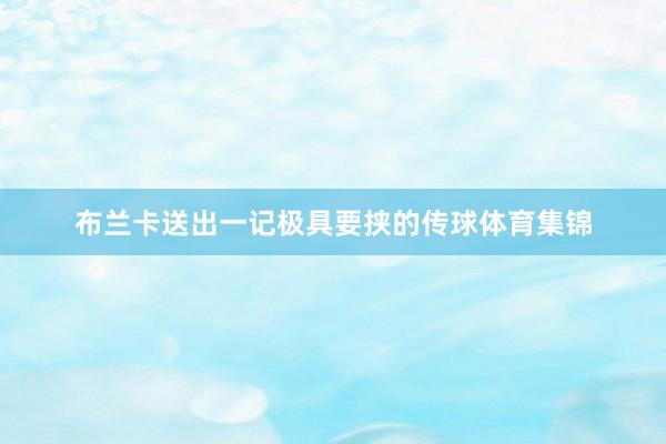 布兰卡送出一记极具要挟的传球体育集锦