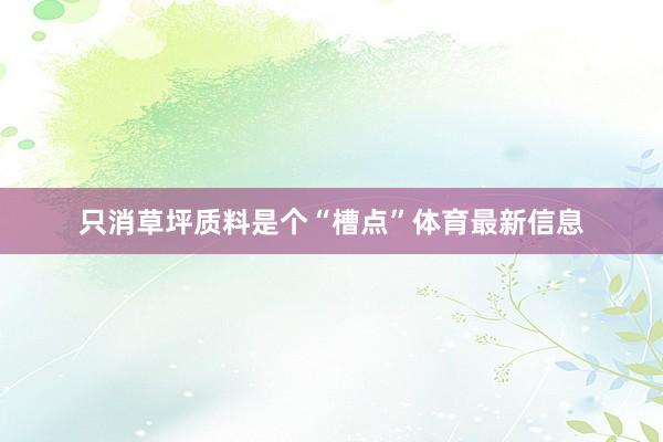 只消草坪质料是个“槽点”体育最新信息