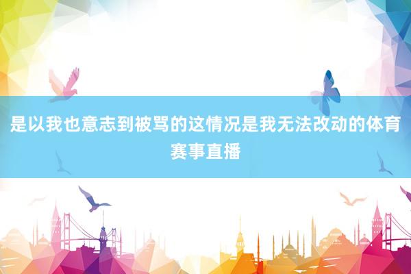 是以我也意志到被骂的这情况是我无法改动的体育赛事直播