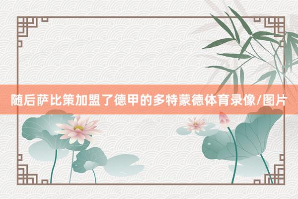 随后萨比策加盟了德甲的多特蒙德体育录像/图片