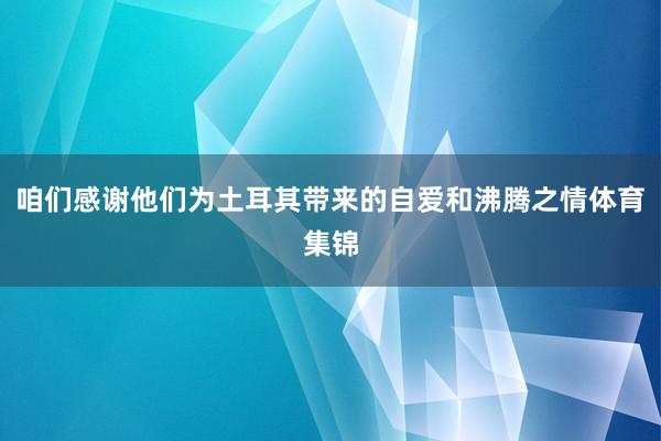 咱们感谢他们为土耳其带来的自爱和沸腾之情体育集锦