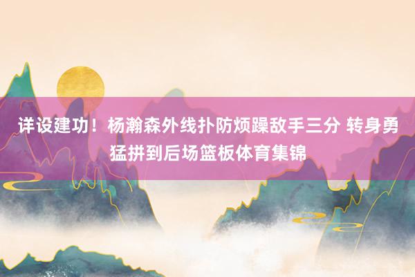 详设建功！杨瀚森外线扑防烦躁敌手三分 转身勇猛拼到后场篮板体育集锦