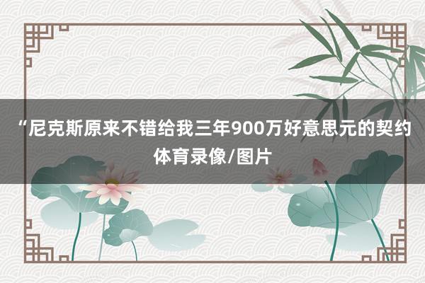 “尼克斯原来不错给我三年900万好意思元的契约体育录像/图片