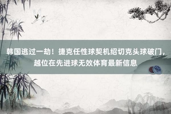 韩国逃过一劫!捷克任性球契机绍切克头球破门,越位在先进球无效体育最新信息